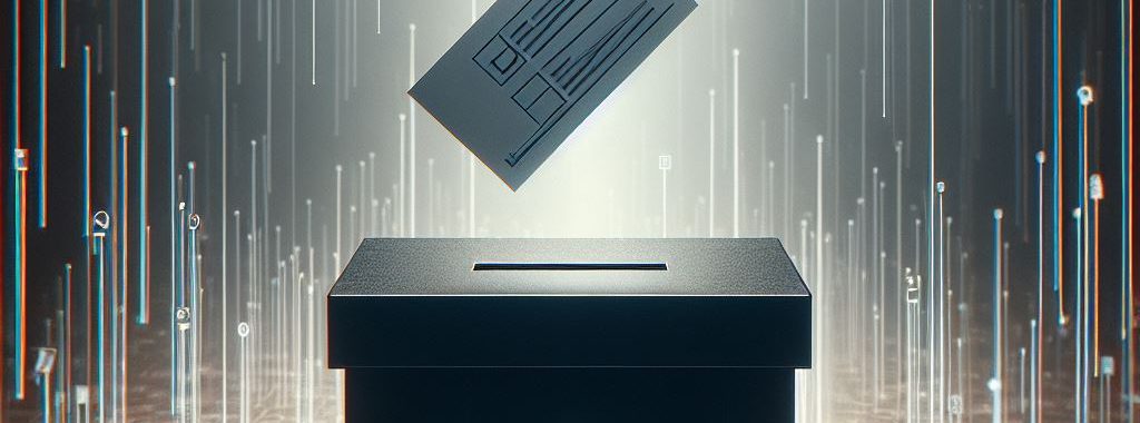 Hand laat informatie vallen in een zwarte doos